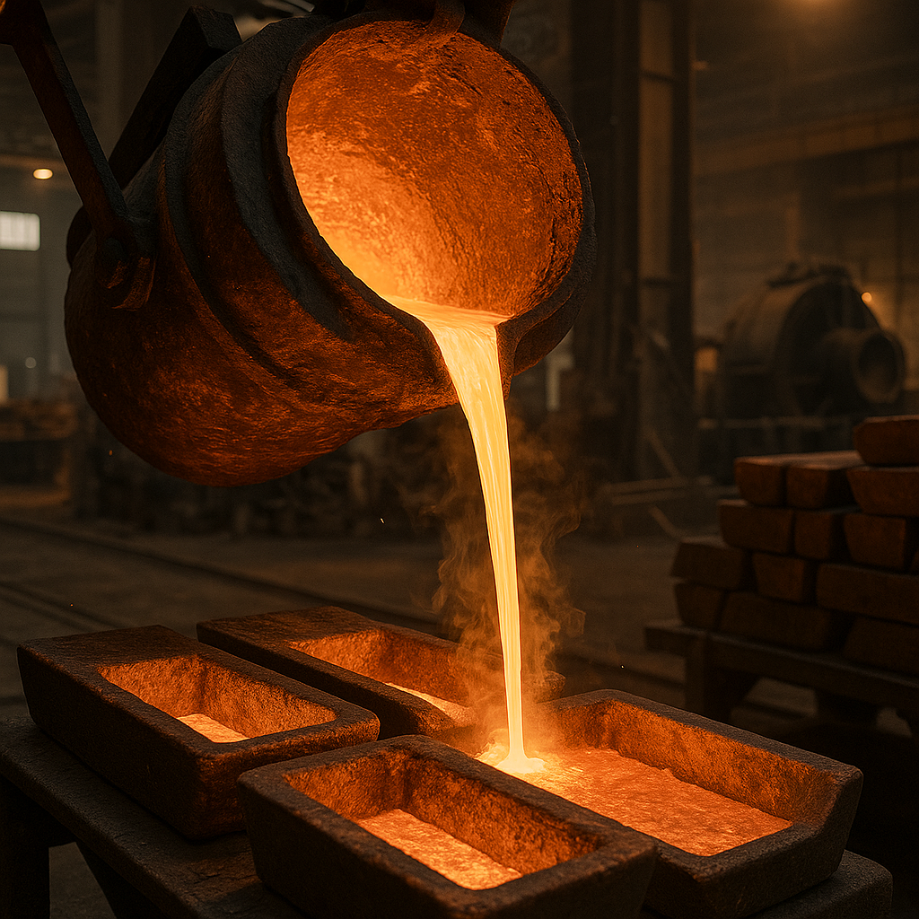 copper ingot casting, bakır külçe döküm